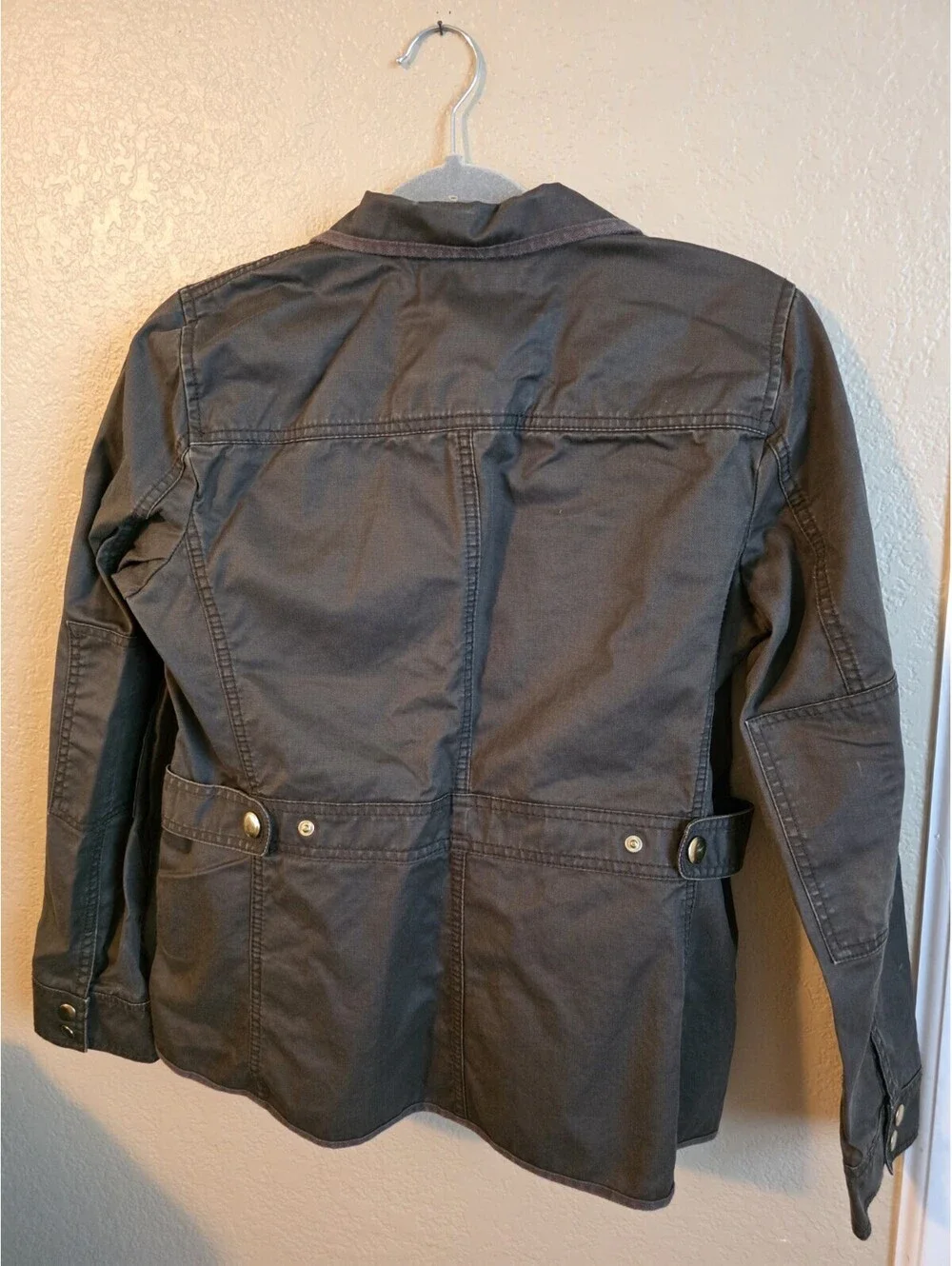 J.CREW Gray Zip Snap Front Military Utility Jacket  Long Sleeve Full Zip Short S
